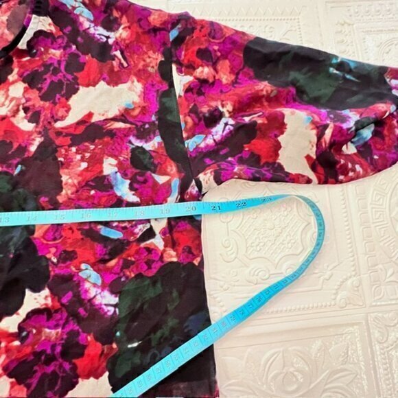 Simply Vera Vera Wang Blouse Womens PL Long Sleeve V Neck Tunic Sheer Chiffon - Picture 9 of 12